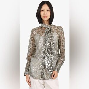 Elegant Silver/Gold Animal Print Blouse